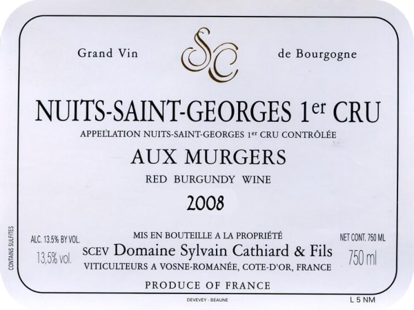 Rượu vang đỏ Sylvain Cathiard Nuits-Saint-Georges Aux Murgers Premier Cru 2008