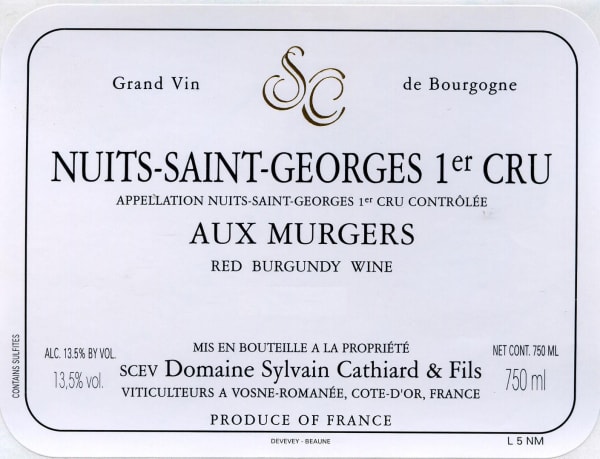Rượu vang đỏ Sylvain Cathiard Nuits-Saint-Georges Aux Murgers Premier Cru 2012
