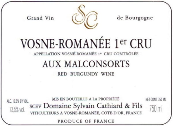 Rượu vang đỏ Sylvain Cathiard Vosne-Romanee Aux Malconsorts Premier Cru 2009