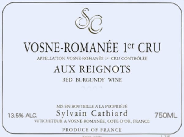 Rượu vang đỏ Sylvain Cathiard Vosne-Romanee Aux Reignots Premier Cru 2004