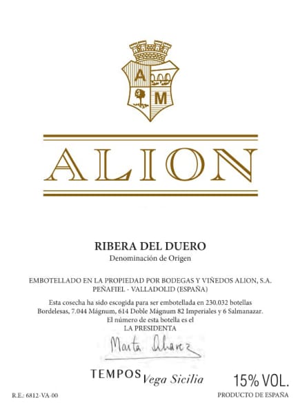 Rượu vang đỏ Tempos Vega Sicilia Alion (chai Magnum 1,5 lít) 2019