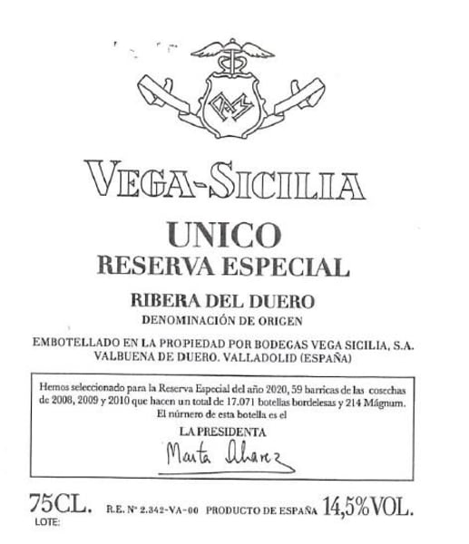 Rượu vang đỏ Tempos Vega Sicilia Unico Reserva Especial (2020 Release)