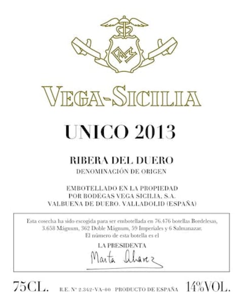 Rượu vang đỏ Tempos Vega Sicilia Unico Tinto 2013