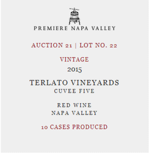 Rượu vang đỏ Terlato Family Vineyards Cuvee Five (Premiere Napa Auction) 2015