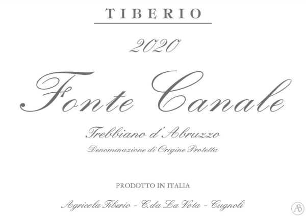 Rượu vang trằng Tiberio Fonte Canale Trebbiano d'Abruzzo 2020