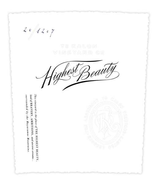 Rượu vang đỏ To Kalon Vineyard Co Highest Beauty Cabernet Sauvignon 2018