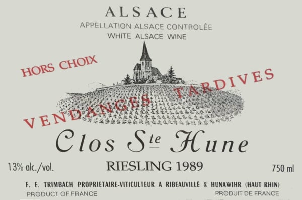 Rượu vang trằng Trimbach Clos Sainte Hune Hors Choix Vendanges Tardives Riesling 1989