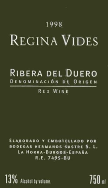 Rượu vang đỏ Vina Sastre Regina Vides 1998