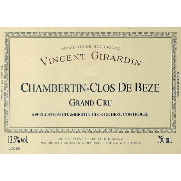 Rượu vang đỏ Vincent Girardin Chambertin-Clos de Beze Grand Cru 2001
