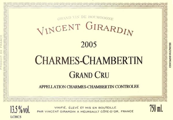 Rượu vang đỏ Vincent Girardin Charmes-Chambertin Grand Cru 2005