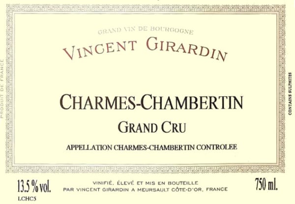 Rượu vang đỏ Vincent Girardin Charmes-Chambertin Grand Cru 2007