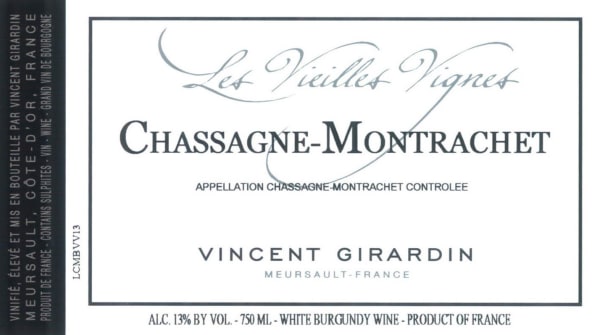 Rượu vang trằng Vincent Girardin Chassagne-Montrachet Les Vieilles Vignes 2020
