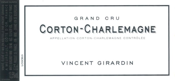 Rượu vang trằng Vincent Girardin Corton-Charlemagne Grand Cru 2018
