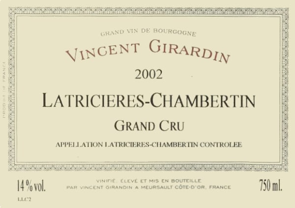 Rượu vang đỏ Vincent Girardin Latricieres-Chambertin Grand Cru 2002