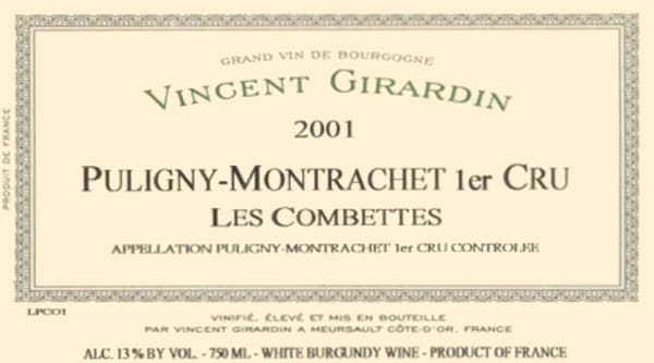 Rượu vang trằng Vincent Girardin Puligny-Montrachet Les Combettes Premier Cru 2001