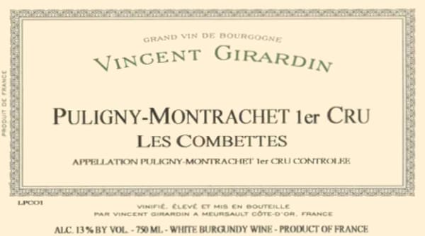 Rượu vang trằng Vincent Girardin Puligny-Montrachet Les Combettes Premier Cru 2002