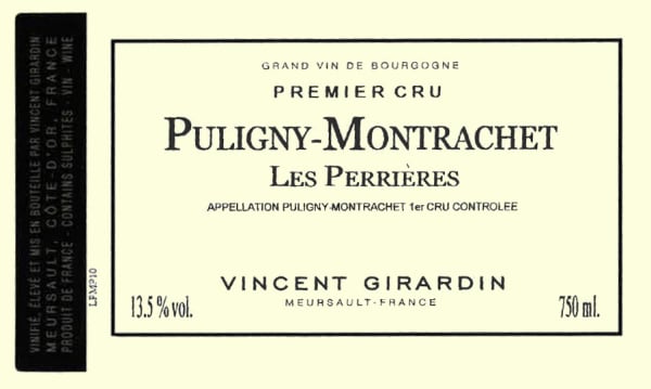 Rượu vang trằng Vincent Girardin Puligny-Montrachet Les Perrieres Premier Cru 2012