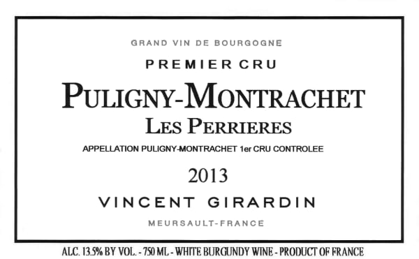 Rượu vang trằng Vincent Girardin Puligny-Montrachet Les Perrieres Premier Cru 2013