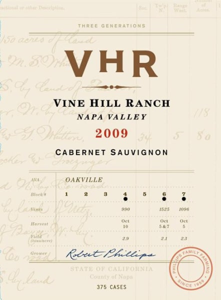 Rượu vang đỏ Vine Hill Ranch VHR Cabernet Sauvignon 2009