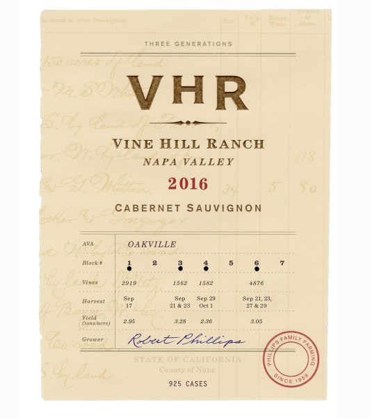 Rượu vang đỏ Vine Hill Ranch VHR Cabernet Sauvignon (3 bottle OWC) 2016