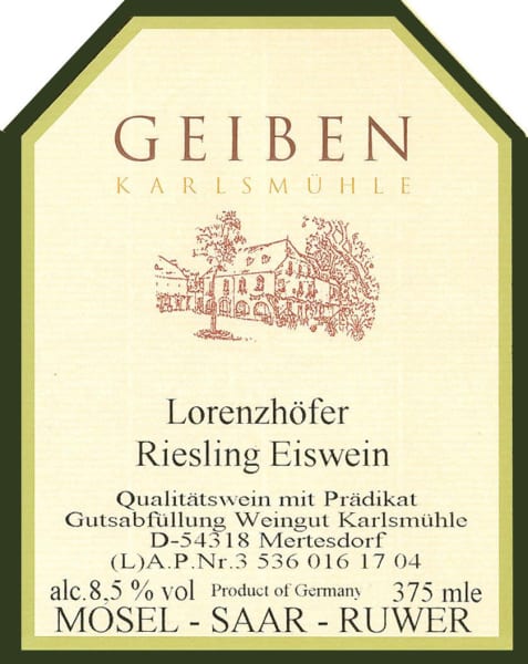 Rượu vang trằng Weingut Karlsmuhle Lorenzhofer Eiswein Riesling 2004