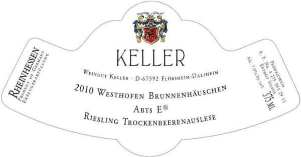 Rượu vang trằng Weingut Keller Westhofener Brunnenhauschen Abts Erde Trockenbeerenauslese Riesling 2010
