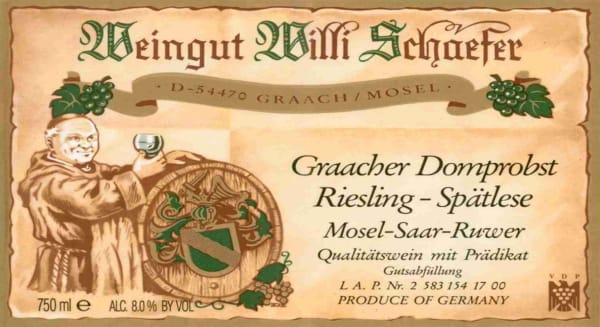 Rượu vang trằng Weingut Willi Schaefer Graacher Domprobst Riesling Spatlese A P #0502 2001