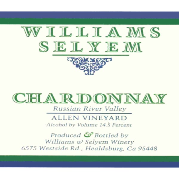 Rượu vang trằng Williams Selyem Allen Vineyard Chardonnay 2012