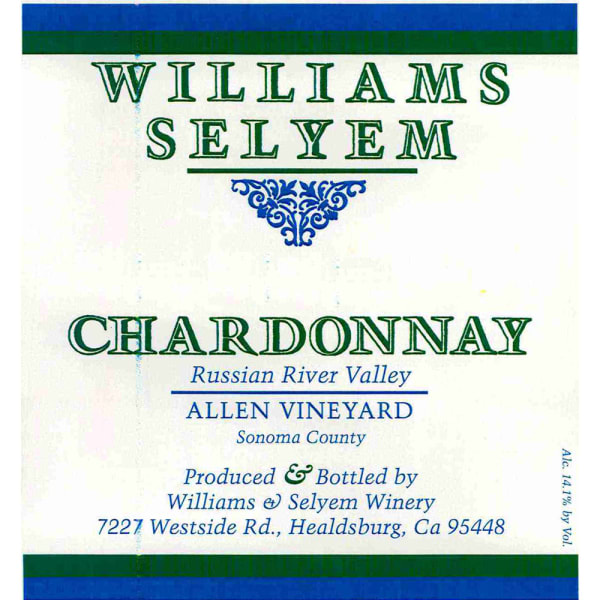 Rượu vang trằng Williams Selyem Allen Vineyard Chardonnay 2014