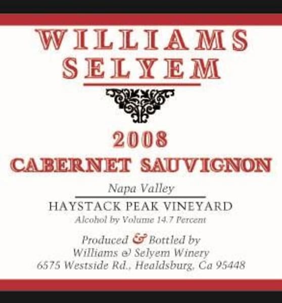 Rượu vang đỏ Williams Selyem Haystack Peak Vineyard Cabernet Sauvignon 2008