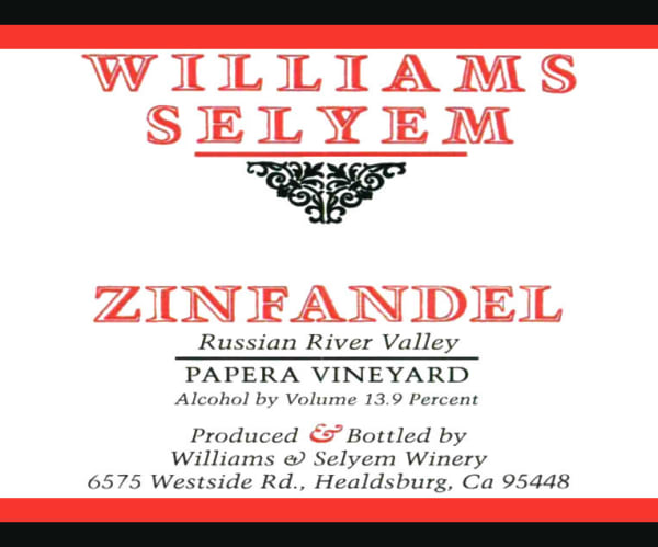 Rượu vang đỏ Williams Selyem Papera Vineyard Zinfandel 2010