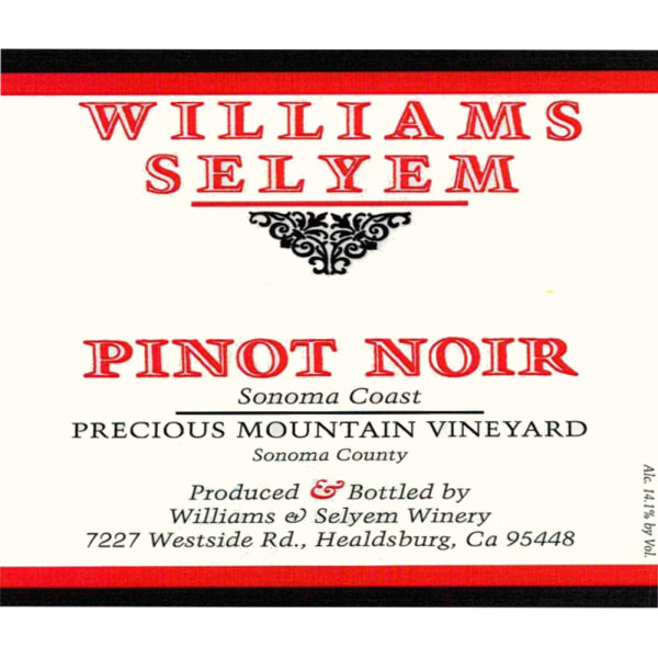 Rượu vang đỏ Williams Selyem Precious Mountain Pinot Noir (chai Magnum 1,5 lít) 2013