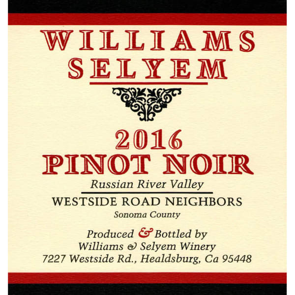 Rượu vang đỏ Williams Selyem Westside Road Neighbors Pinot Noir (chai Magnum 1,5 lít) 2016