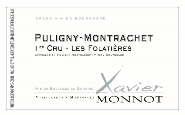 Rượu vang trằng Xavier Monnot Puligny-Montrachet Les Folatieres Premier Cru 2016