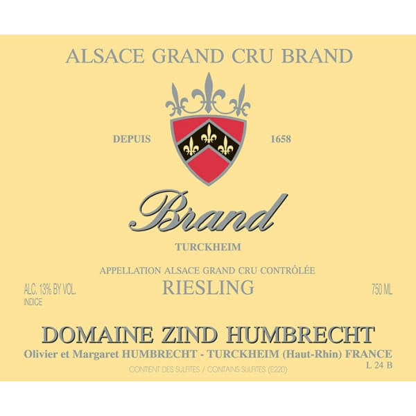 Rượu vang trằng Zind-Humbrecht Brand Grand Cru Riesling 2013