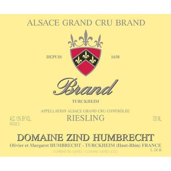 Rượu vang trằng Zind-Humbrecht Brand Grand Cru Riesling 2015