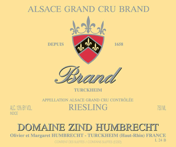Rượu vang trằng Zind-Humbrecht Brand Grand Cru Riesling 2018