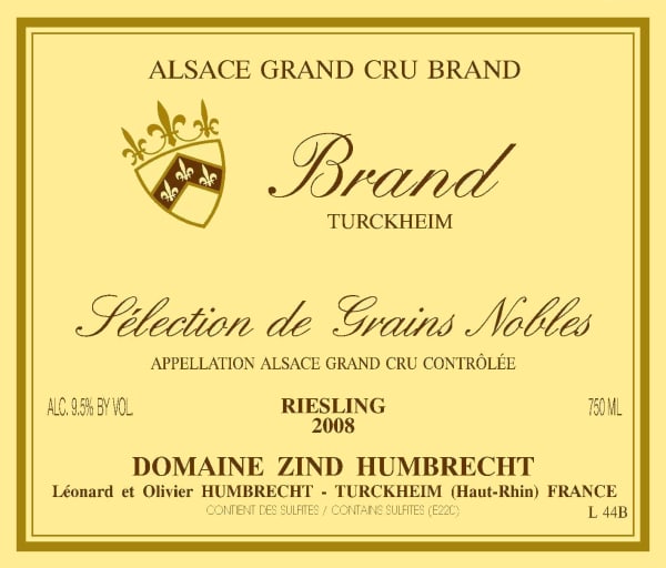 Rượu vang trằng Zind-Humbrecht Brand Selection de Grains Nobles Riesling 2008