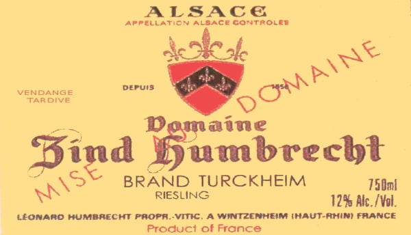 Rượu vang trằng Zind-Humbrecht Brand Vendange Tardive Riesling 1995