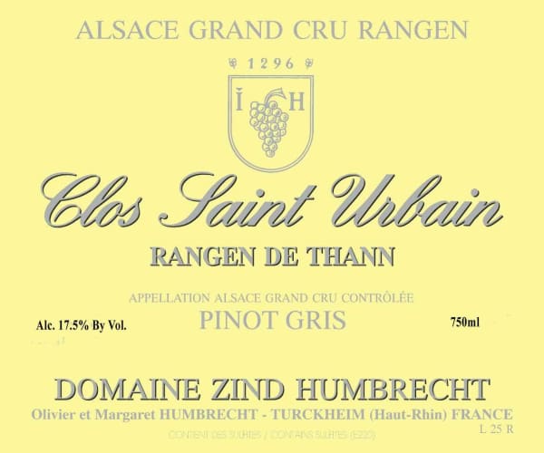 Rượu vang trằng Zind-Humbrecht Clos Saint Urbain Rangen de Thann Pinot Gris 2018
