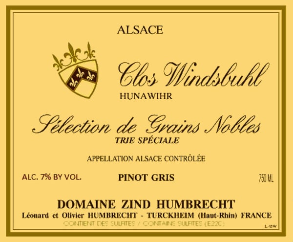 Rượu vang trằng Zind-Humbrecht Clos Windsbuhl Selection de Grains Nobles Trie Speciale 2009