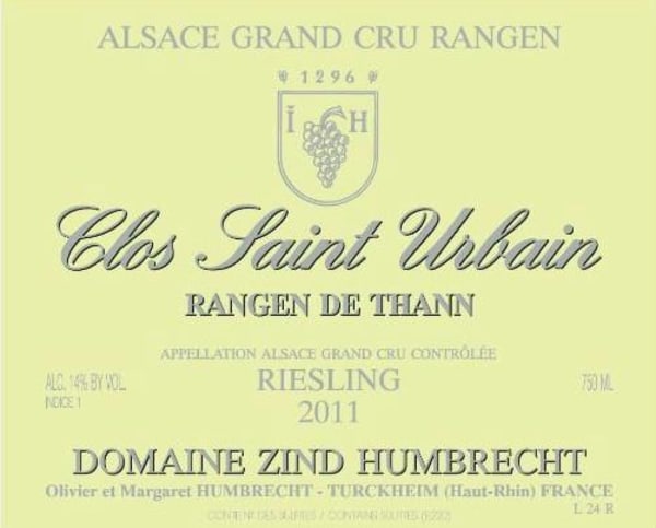 Rượu vang trằng Zind-Humbrecht Rangen de Thann Clos St. Urbain Grand Cru Riesling 2011