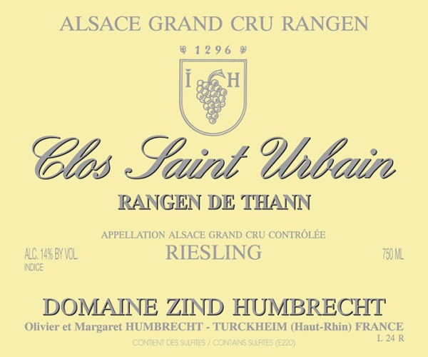 Rượu vang trằng Zind-Humbrecht Rangen de Thann Clos St. Urbain Grand Cru Riesling 2017