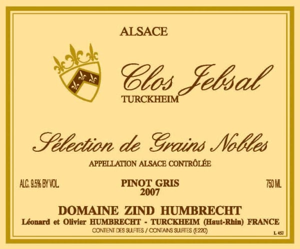 Rượu vang trằng Zind-Humbrecht Selection des Grains Nobles Pinot Gris 2007