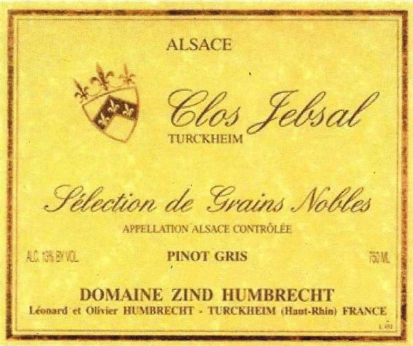 Rượu vang trằng Zind-Humbrecht Tokay Pinot Gris Clos Jebsal Selection de Grains Noble (chai 375 ml) 2000